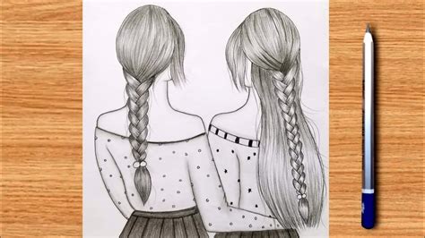 2 best friends drawing easy|best friend drawing pencil sketch.